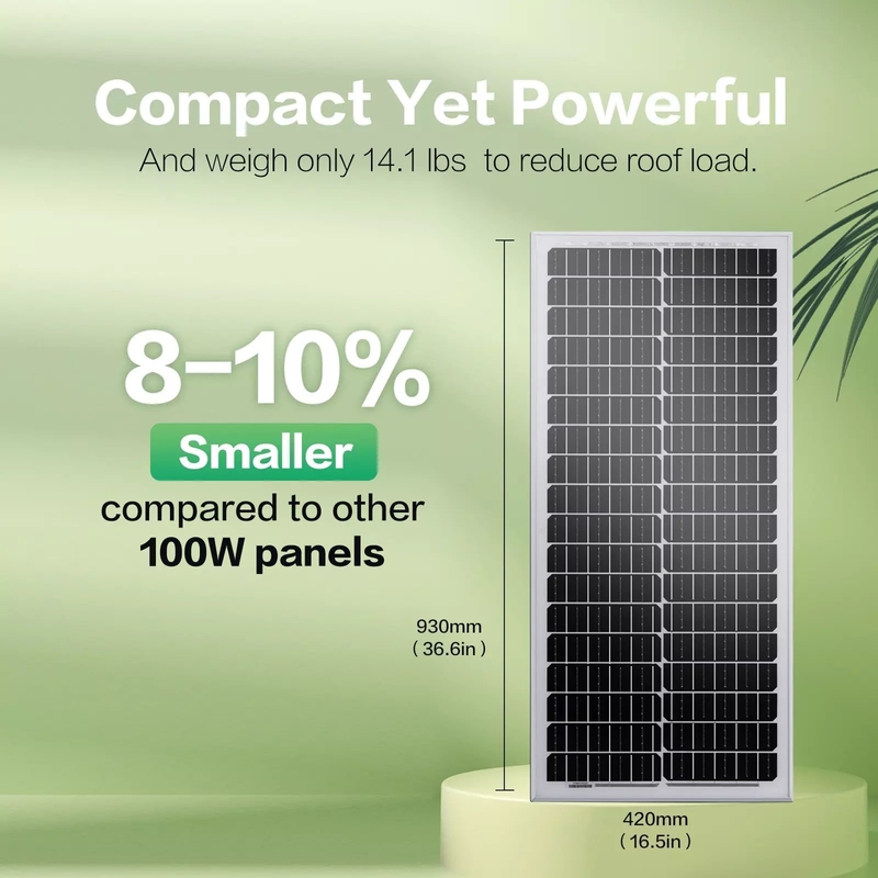 Panel solar de 12v 100w Cargador de batería Mono Casa fuera de la red RV Camper Barco Caravana