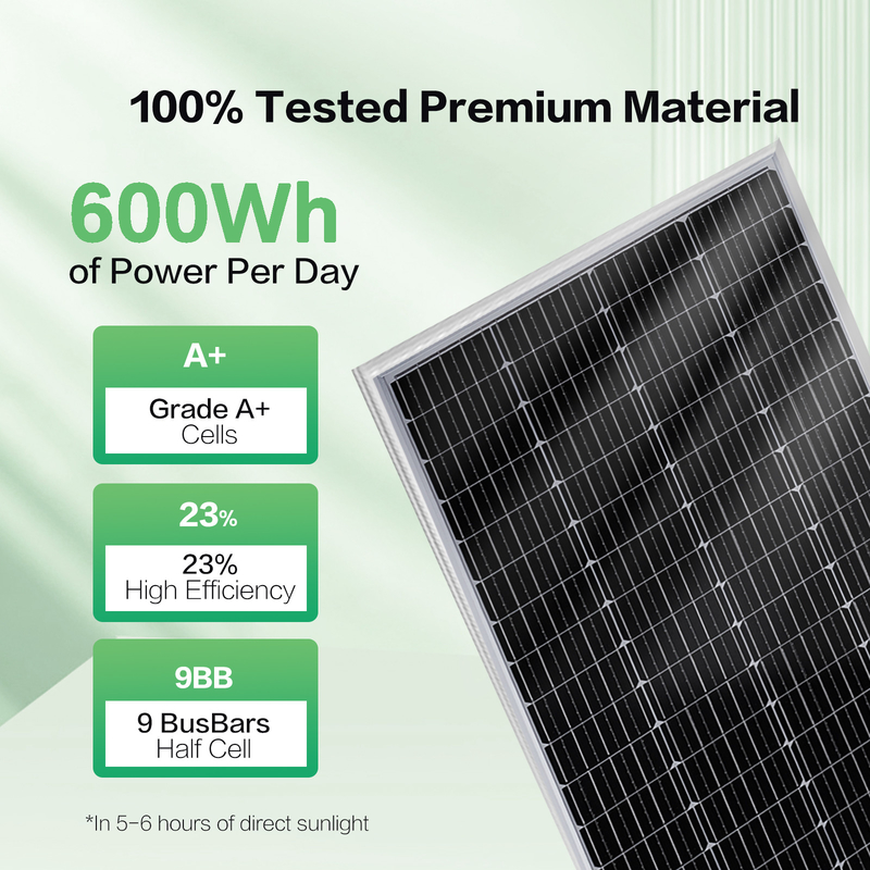 Panel solar de 12v 120w Mono Fuente de energía fuera de la red para RV Campervan Barco Caravana Caravana