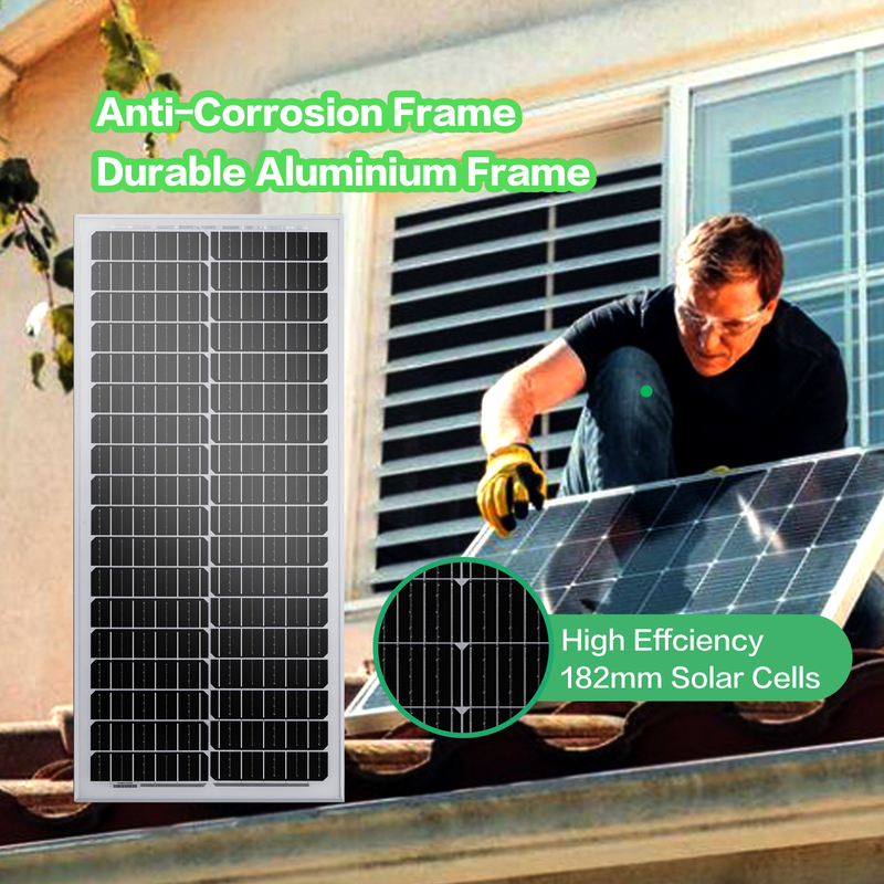 Panel solar de 12v 120w Mono Fuente de energía fuera de la red para RV Campervan Barco Caravana Caravana