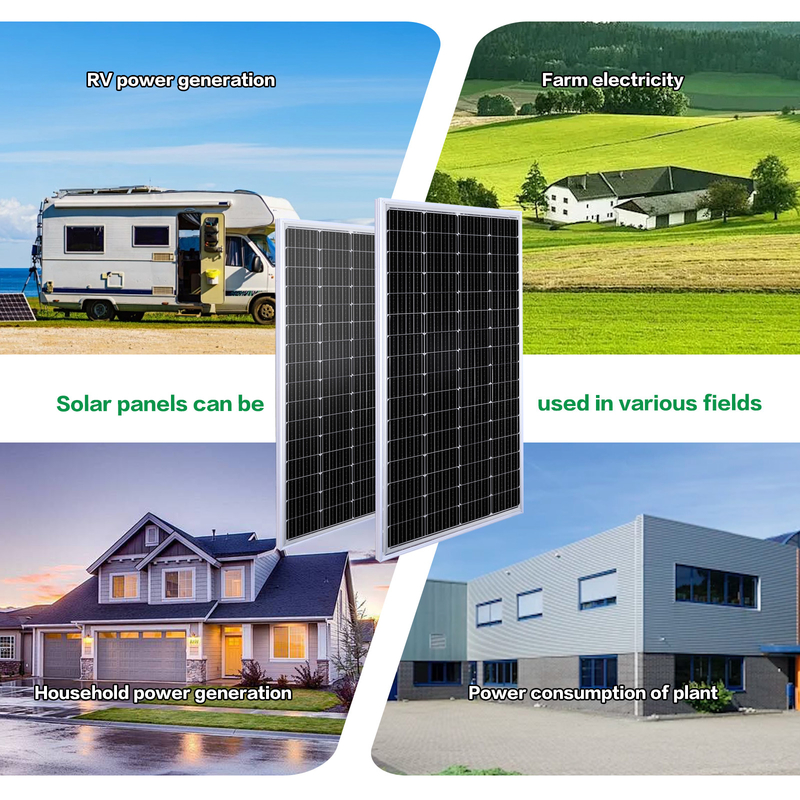 Panel solar de 12v 120w Mono Fuente de energía fuera de la red para RV Campervan Barco Caravana Caravana