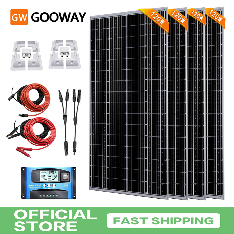 Kit de paneles solares de 120w 12v con soportes de montaje Caravana RV Camper Furgoneta del techo