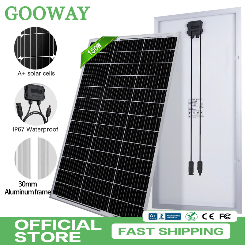 150w Panel solar 12v Mono Fuente de energía fuera de la red para RV Campervan Barco Caravana Caravana