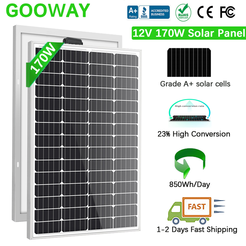 170w 200w panel solar 12v mono fuera de la red cargador de batería para RV barco campamento de caravana