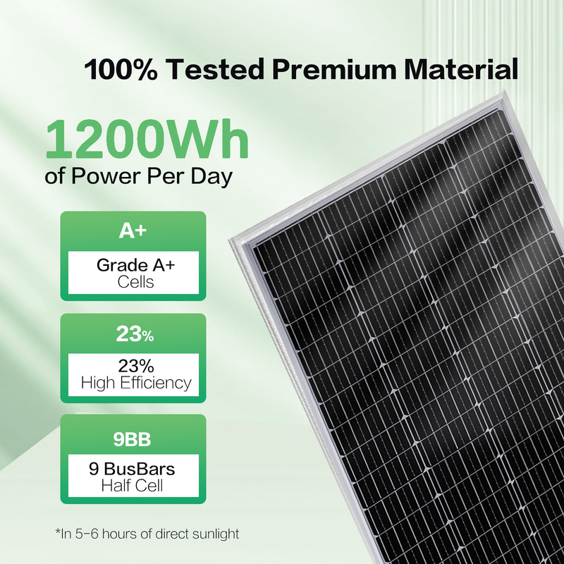 Panel solar de 12v 200w Mono Fuente de energía fuera de la red para RV Campervan Barca Caravana Caravana