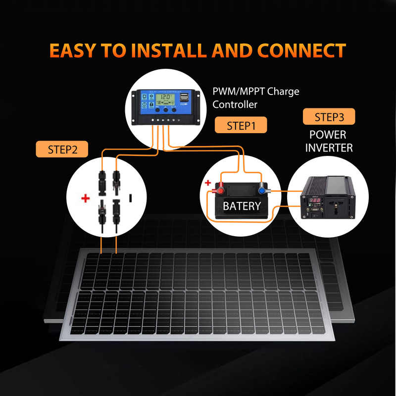 200w 400w 800w Kit de paneles solares 12v con soportes de montaje RV Caravana Camper Van