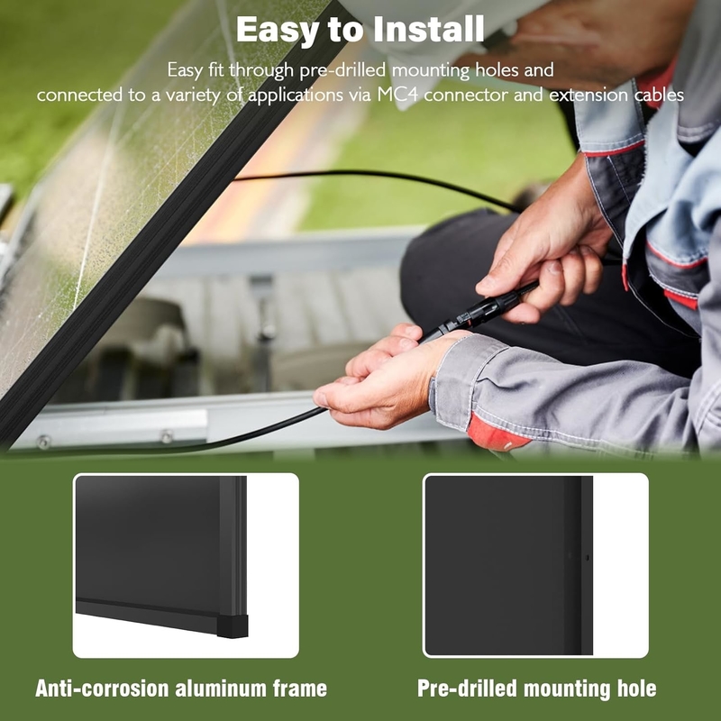200w Panel Solar Mono Fuente de energía fuera de la red para RV Campervan Barco Caravana Autocaravana UK