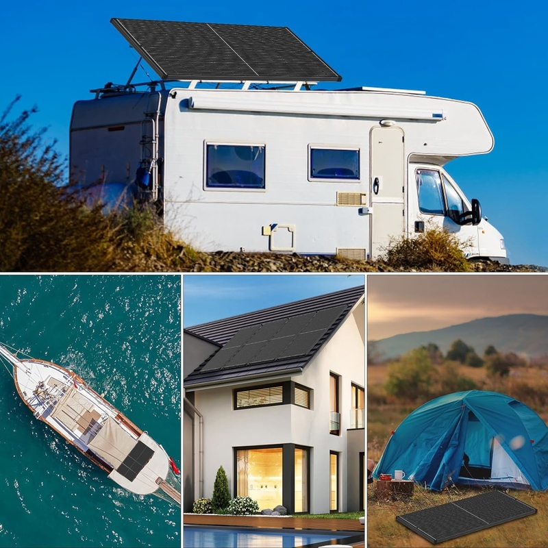 200w Panel Solar Mono Fuente de energía fuera de la red para RV Campervan Barco Caravana Autocaravana UK