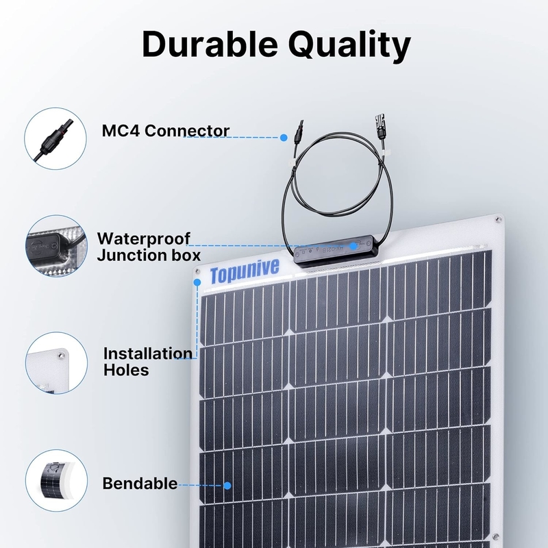 Panel solar flexible de 100w 12v para caravana RV Cabina de barco Camper para el hogar