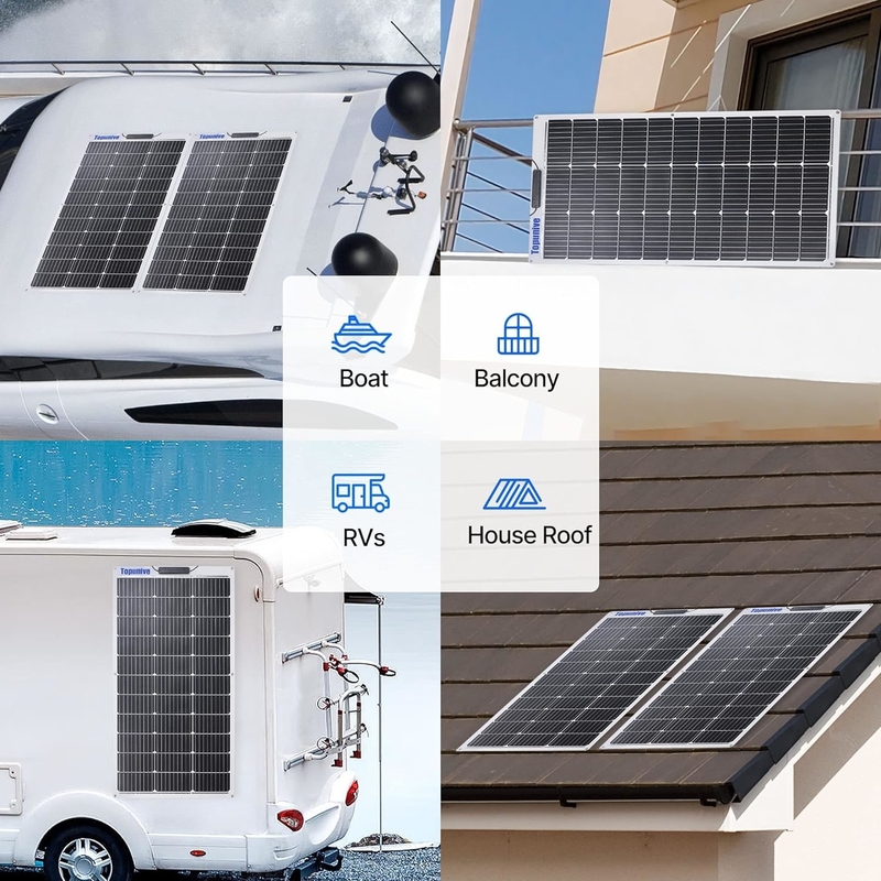 120w Panel solar flexible 12v Mono batería para Rv Barco Caravana marina Campervan